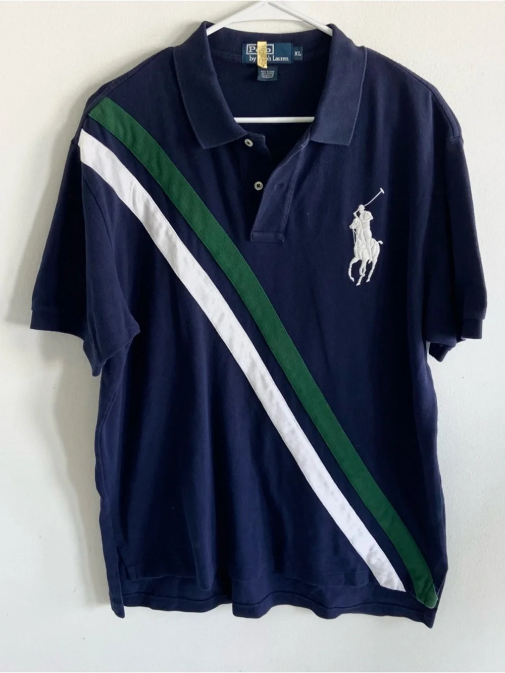 POLO / RALPH LAUREN‎ Embroidered BIG PONY / STRIPES Mens XL Polo Shirt